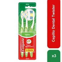COLGATE - Cepillo Dental Twister Medio Empaque 3 Und