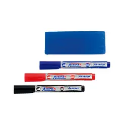 ARTESCO - Plumones De Pizarra Pack 3 Und + Mota