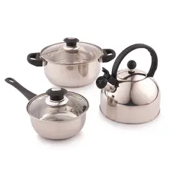 CASA JOVEN - Juego de Ollas 5 Piezas 16-22 cm + Tetera 2.5 L