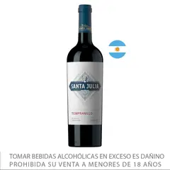 SANTA JULIA - Vino Tinto Tempranillo Botella 750 mL