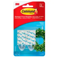 COMMAND - Comando Ganchos Transparentes Medianos x 2