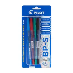 PILOT - Lapicero BP SF Azul Rojo Verde Negro Empaque 4 Und