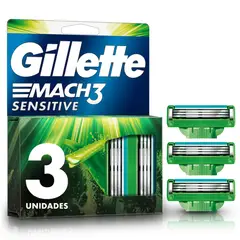 GILLETTE - Cartucho de Afeitar Mach3 Sensitive Caja 3 Und