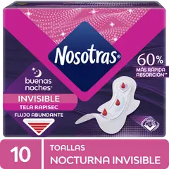 NOSOTRAS - Toallas Higiénicas Nocturna Invisible Rapigel Empaque 10 Und