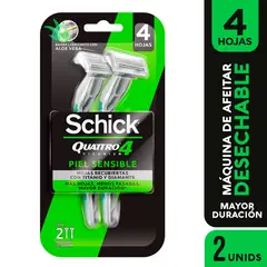 SCHICK - Máquina De Afeitar Hombre Quattro Titanium Piel Sensible Pack 2 Und
