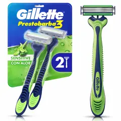 GILLETTE - Máquina de Afeitar Gillete Prestobarba 3 Sensitive Pack 2 Und