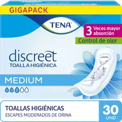 TENA - Toalla Higiénica Discreet Medium Empaque 30 Und