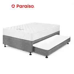 PARAISO - Cama Divan Estándar Azul 1.5 Plazas + Almohada + Protector