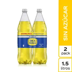 INCA KOLA - Gaseosa Zero Pack 2 Botellas 1.5 L