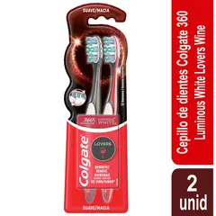 COLGATE - Cepillo Dental 360 Luminous White Lovers Wine Empaque 2 Und