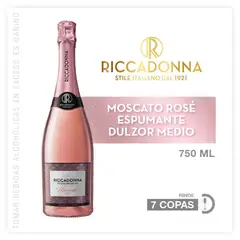 RICCADONNA - Espumante Moscato Rosé Dulzor Medio Botella 750 mL