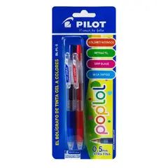 PILOT - Lapicero Tinta Gel Pop Lol Azul Rojo Empaque 2 Und