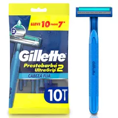 GILLETTE - Máquina de Afeitar Desechable con Cabezal Fijo Prestobarba Ultragrip2 Empaque 10 Und