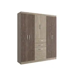 PRECIO UNO - Ropero 6 Puertas 2 Cajones 1 Gaveta Noche Chocolate