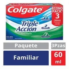 COLGATE - Crema Dental Triple Acción Menta Caja 3 Und