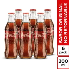 COCA COLA - Gaseosa Vidrio Sixpack Botella 300 mL