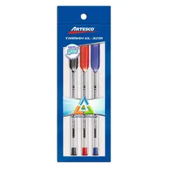 ARTESCO - Lapiceros Trimax Gl-32 Color Rojo Azul Y Negro Empaque 3 Und
