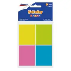 ARTESCO - Notas Adhesivas 4 Tacos 1.5 x 2 Neón Empaque 100 Hojas