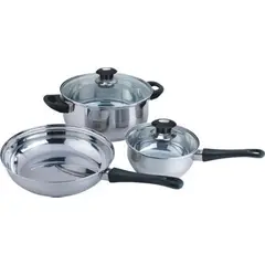 PRECIO UNO - Juego de Ollas Acero Inoxidable 16cm 24cm 24cm 5 Piezas