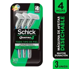 SCHICK - Máquina de Afeitar Quattro Titanium Empaque 3 Und