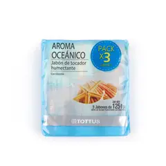 TOTTUS - Jabón Tocador Oceánico Pack 3 Empaques 125 g