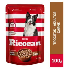 RICOCAN - Trocitos en salsa para perros adultos sabor carne de 100 g