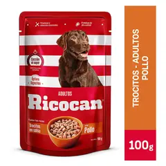 RICOCAN - Alimento Húmedo Perros Adultos Trozos de Pollo Doypack 100 g