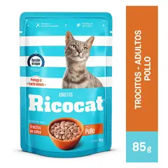RICOCAT - Alimento Húmedo Gatos Adultos Pollo Doypack 85 g