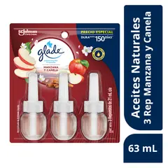 GLADE - Repuesto Aceite Perfumado Manzana y Canela Empaque 3 Und