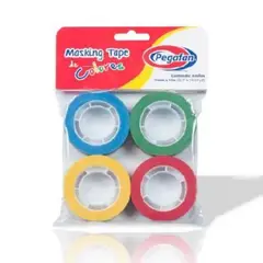 PEGAFAN - Cinta Masking Tape De Colores 19mm x 10m Empaque 4 Und