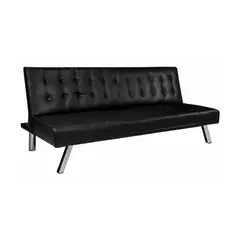 CASA JOVEN - Sofá Cama Cuero Pu Negro