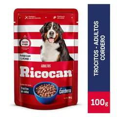 RICOCAN - Trocitos en salsa con cordero para perros adultos de 100 g