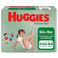 HUGGIES - Pañales Active Sec Talla XXG Empaque 44 Und
