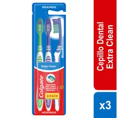 COLGATE - Cepillo Dental Extra Clean Medio Empaque 3 Und
