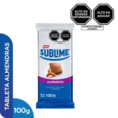 SUBLIME - Chocolate con Leche y Almendras en Barra Empaque 100 g