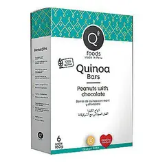 QFOODS - Barras de Quinua Maní y Chocolate Caja 180 g