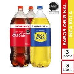 COCA COLA - Gaseosas 2 3 L + 1 Inca Kola 3 L