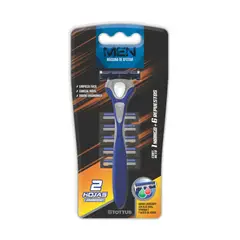 TOTTUS - Máquina De Afeitar Hombre Sistema 2 Hojas + 6 Repuestos