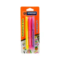 VINIFAN - Resaltadores Pen Brilliant 47 Morado Amarillo Y Rosa Empaque 3 Und