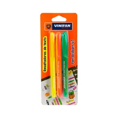 VINIFAN - Resaltadores Pen Brilliant 47 Verde Amarillo Y Naranja Empaque 3 Und