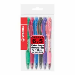 STABILO - Lapicero Marathon Punta Media Empaque 6 Und