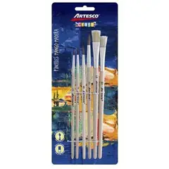 ARTESCO - Pinceles Pelo Pony Punta Redonda Empaque 6 Und