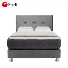 FORLI - Dormitorio Samay 2 Plazas + Cabecera Gris + Edredón Perla + 2 Almohadas