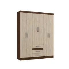 CASA JOVEN - Ropero 6 Puertas 3 Cajones Cacao Malbec