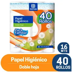 TOTTUS - Papel Higiénico Doble Hoja Pack 40 Rollos