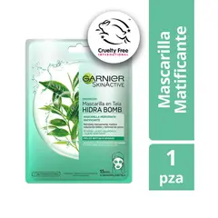 GARNIER - Mascarilla Facial de Tela Skin Active Hidra Matificante Té Verde