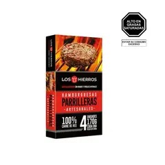 LOS HIERROS - Hamburguesa Parriller de Carne Caja 680 g