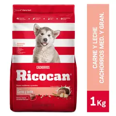 RICOCAN - Alimento Seco Cachorros Carne y Leche Bolsa 1 Kg