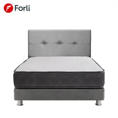 FORLI - Dormitorio Cama Samay 1.5 Plazas + Cabecera Plata + 1 Almohada
