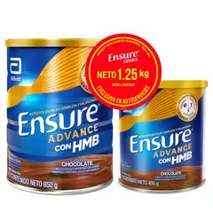 ENSURE - Suplemento Advance Chocolate Pack Lata 850 g + 400 g